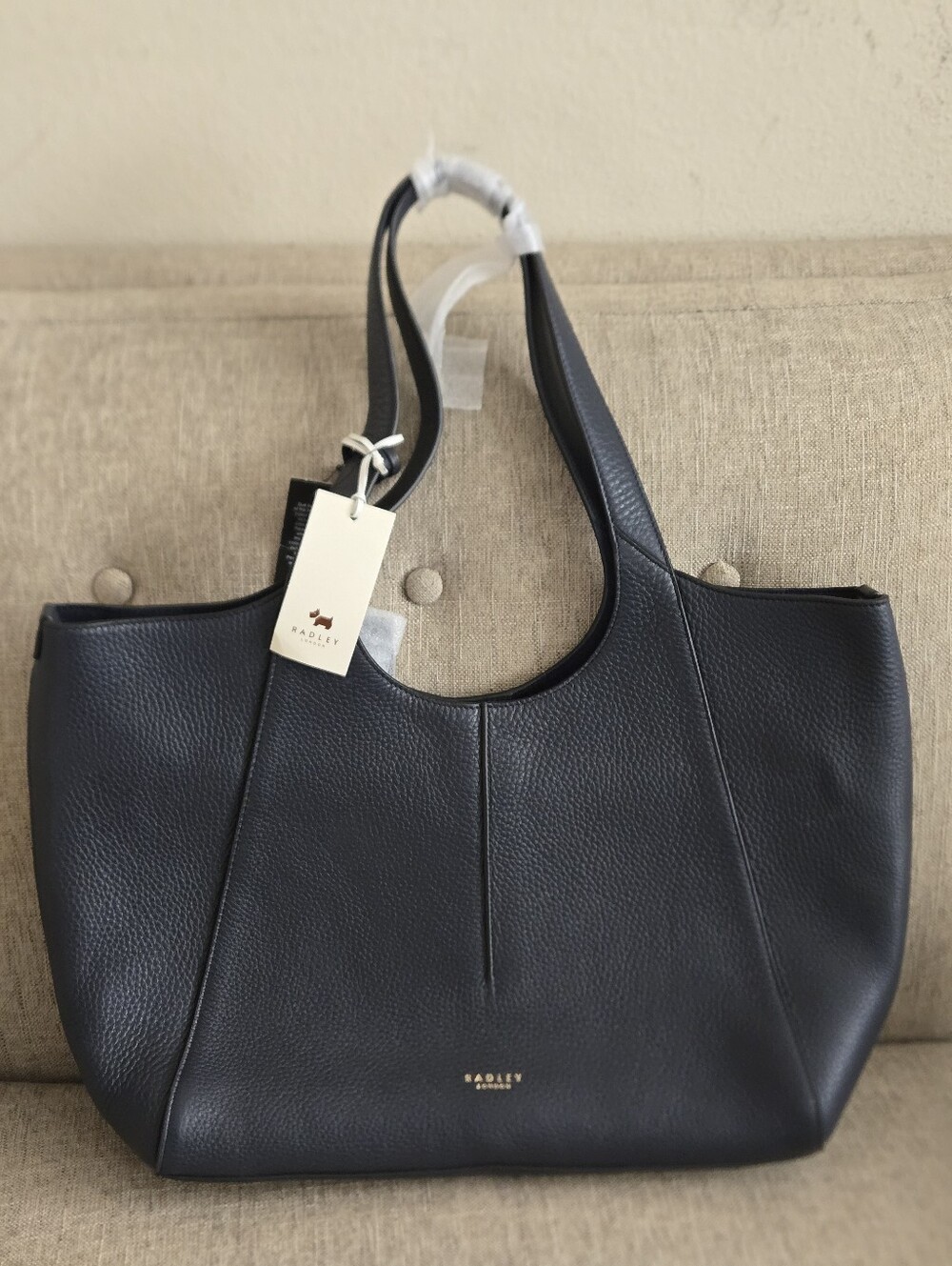 Radley London Navy Blue Ink Leather Tote Bag Purse NWT
